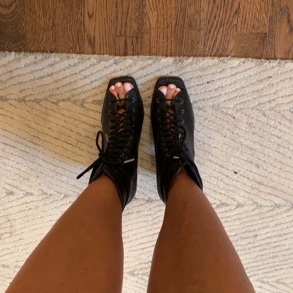 Black peep toe ankle bootie - Picture 2 of 5